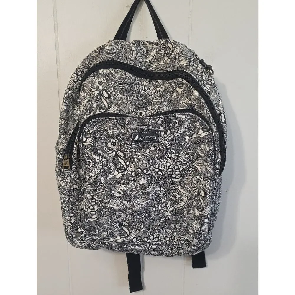 Sakroots Artist Circle Medium Black/White Spirit Desert Print Colorable Backpack